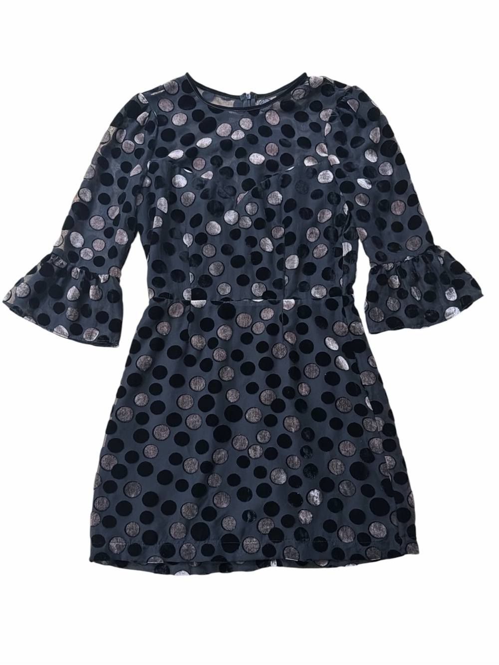 SAYLOR Marisol Black Velvet Polka Dot Burnout Mini Dress